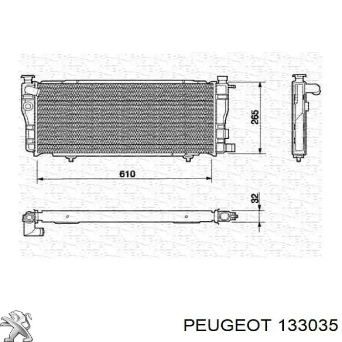 Радіатор охолодження двигуна 0000133035 Peugeot/Citroen