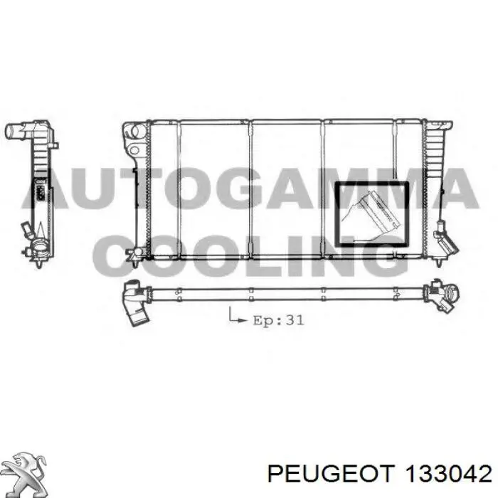 Радіатор охолодження двигуна 133042 Peugeot/Citroen