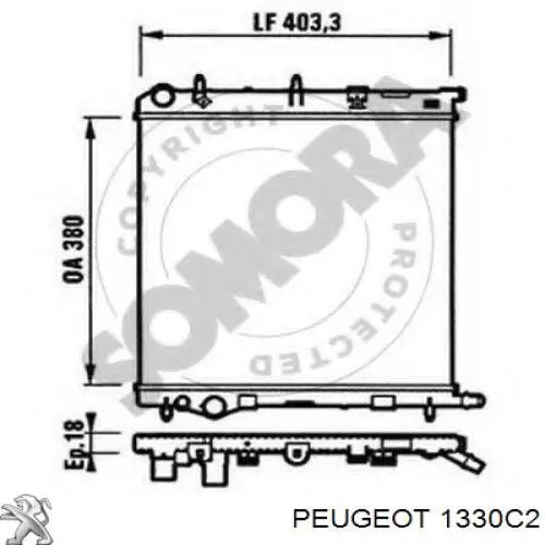 Радіатор охолодження двигуна 1330C2 Peugeot/Citroen