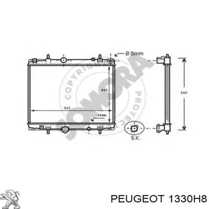 Радіатор охолодження Peugeot/Citroen 1330H8