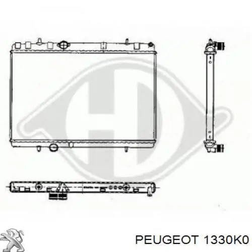 Радіатор охолодження двигуна 1330K0 Peugeot/Citroen