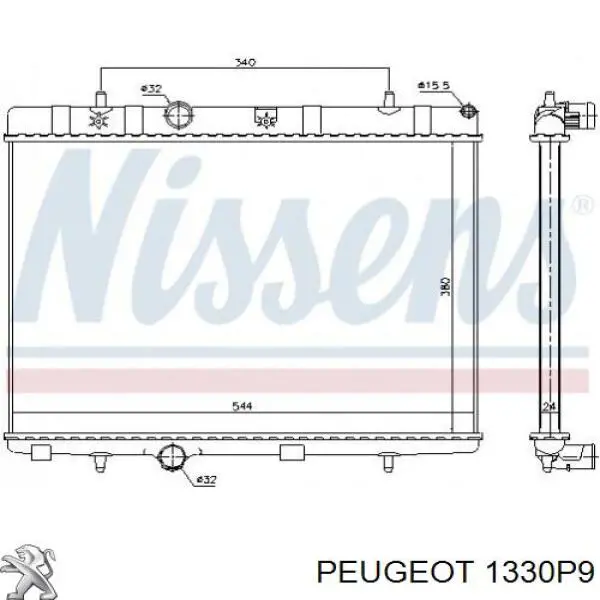 Радіатор 1330P9 Peugeot/Citroen