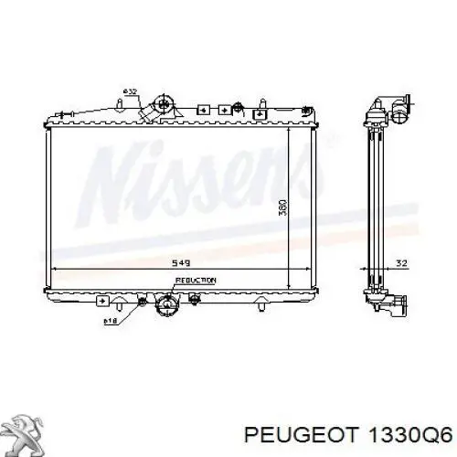 Радіатор охолодження двигуна 1330Q6 Peugeot/Citroen