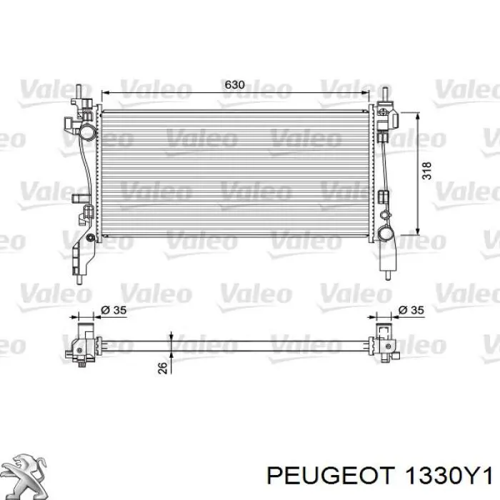 1330Y1 Peugeot/Citroen радіатор охолодження двигуна