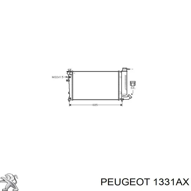 1331AX Peugeot/Citroen радіатор охолодження двигуна