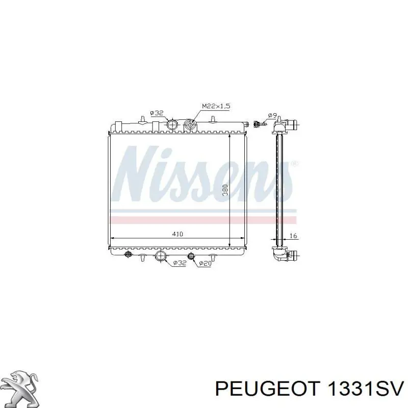 1331SV Peugeot/Citroen радіатор охолодження двигуна