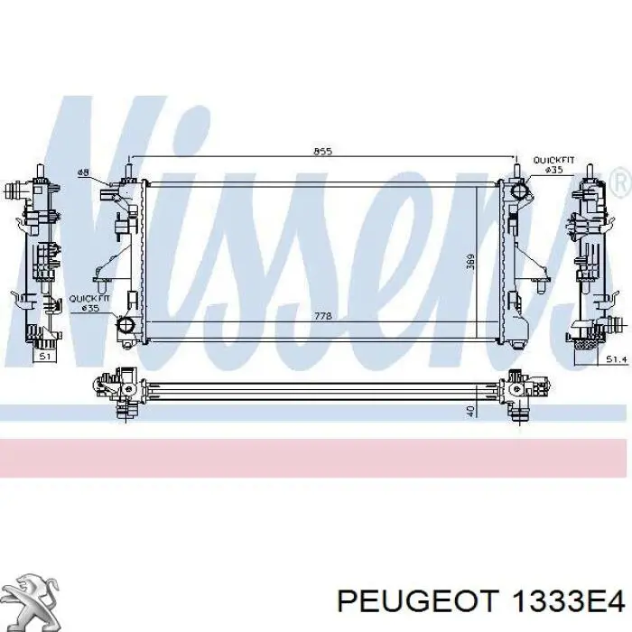 Радіатор охолодження двигуна 1333E4 Peugeot/Citroen