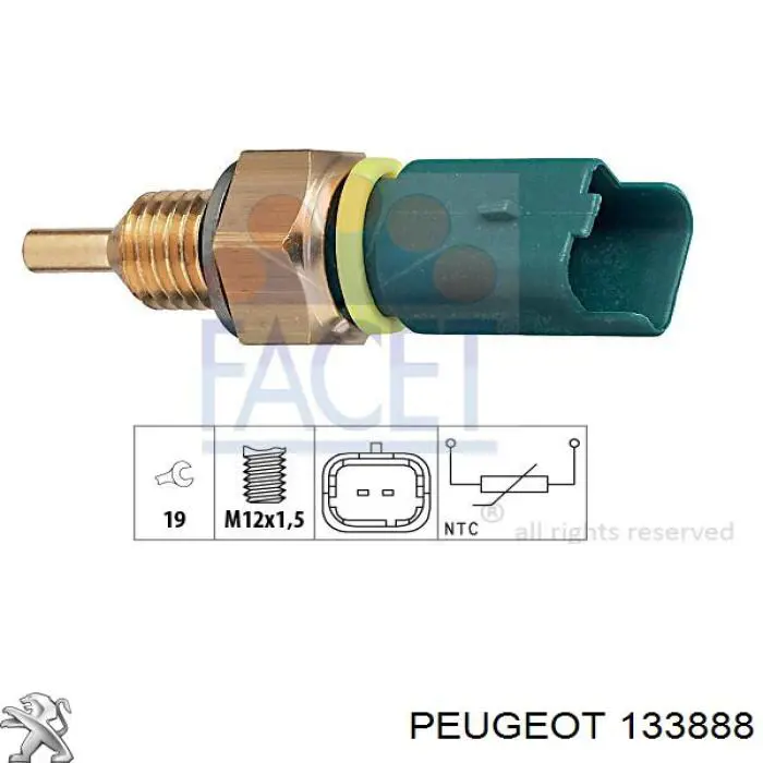 133888 Peugeot/Citroen датчик температури охолоджуючої рідини