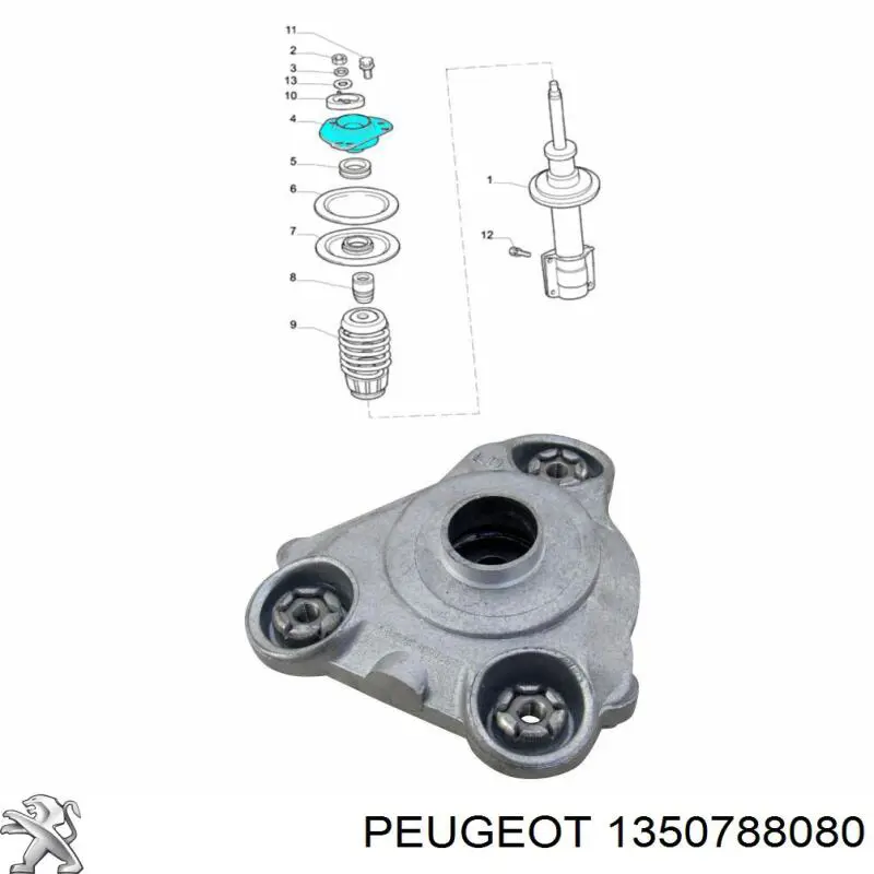 Опора амортизатора переднього правого Peugeot/Citroen 1350788080 ціна, від 26.57 USD
