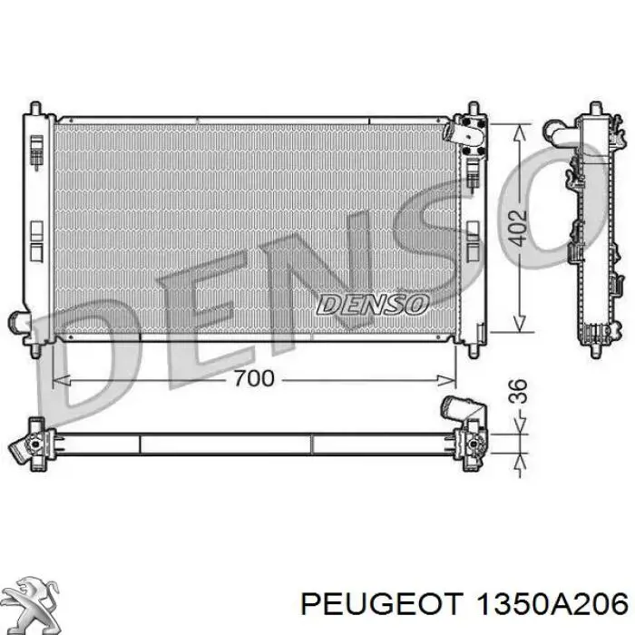 Радіатор охолодження двигуна 1350A206 Peugeot/Citroen