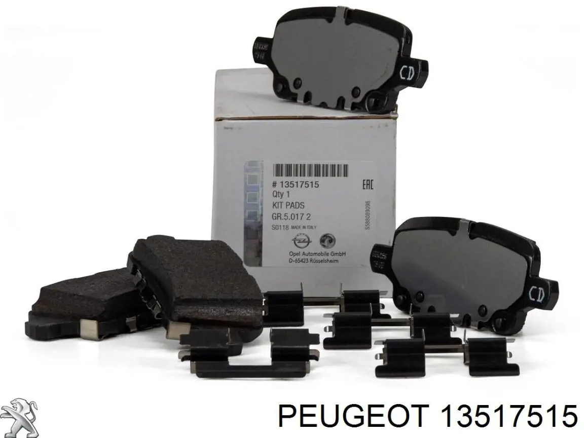 Задні гальмівні колодки 13517515 Peugeot/Citroen