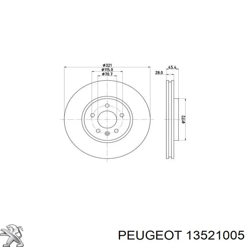 Диск переднього гальма Opel YR00073180 ціна, від 72.59 USD