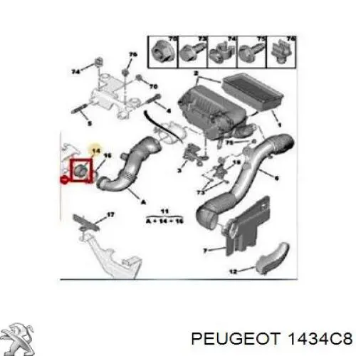 Купити 1434C8 Peugeot/Citroen Прокладка турбіни, гнучка вставка