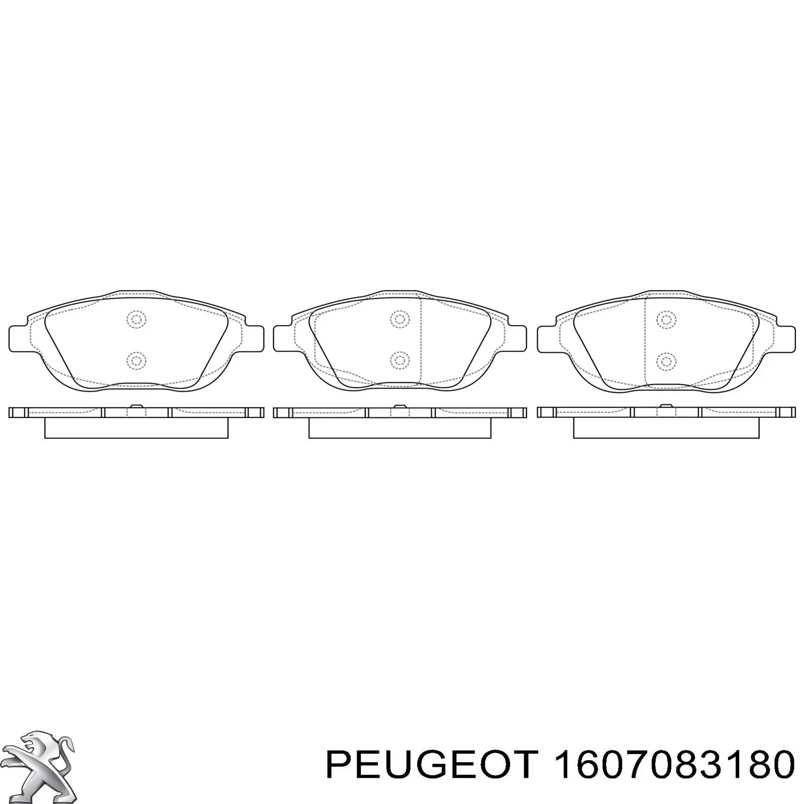 Купити 1607083180 Peugeot/Citroen Колодки гальмівні передні, дискові