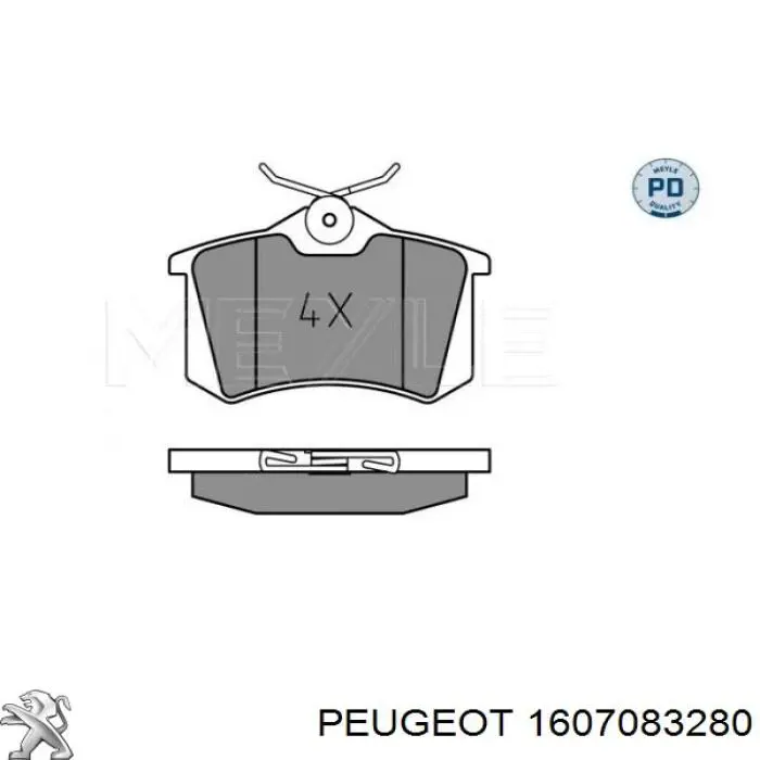 Задні дискові колодки Peugeot/Citroen 1607083280