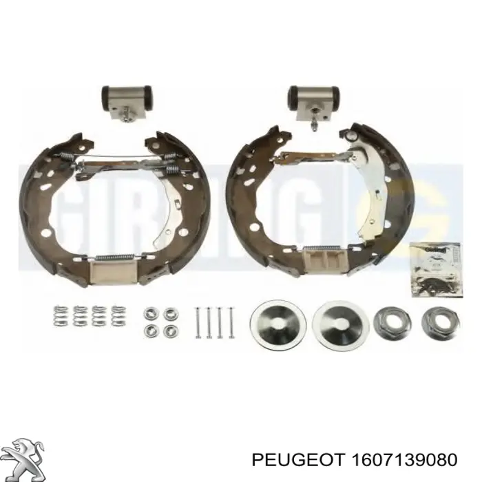 Купити 1607139080 Peugeot/Citroen Колодки гальмівні задні барабанні, в зборі з циліндруми, комплект