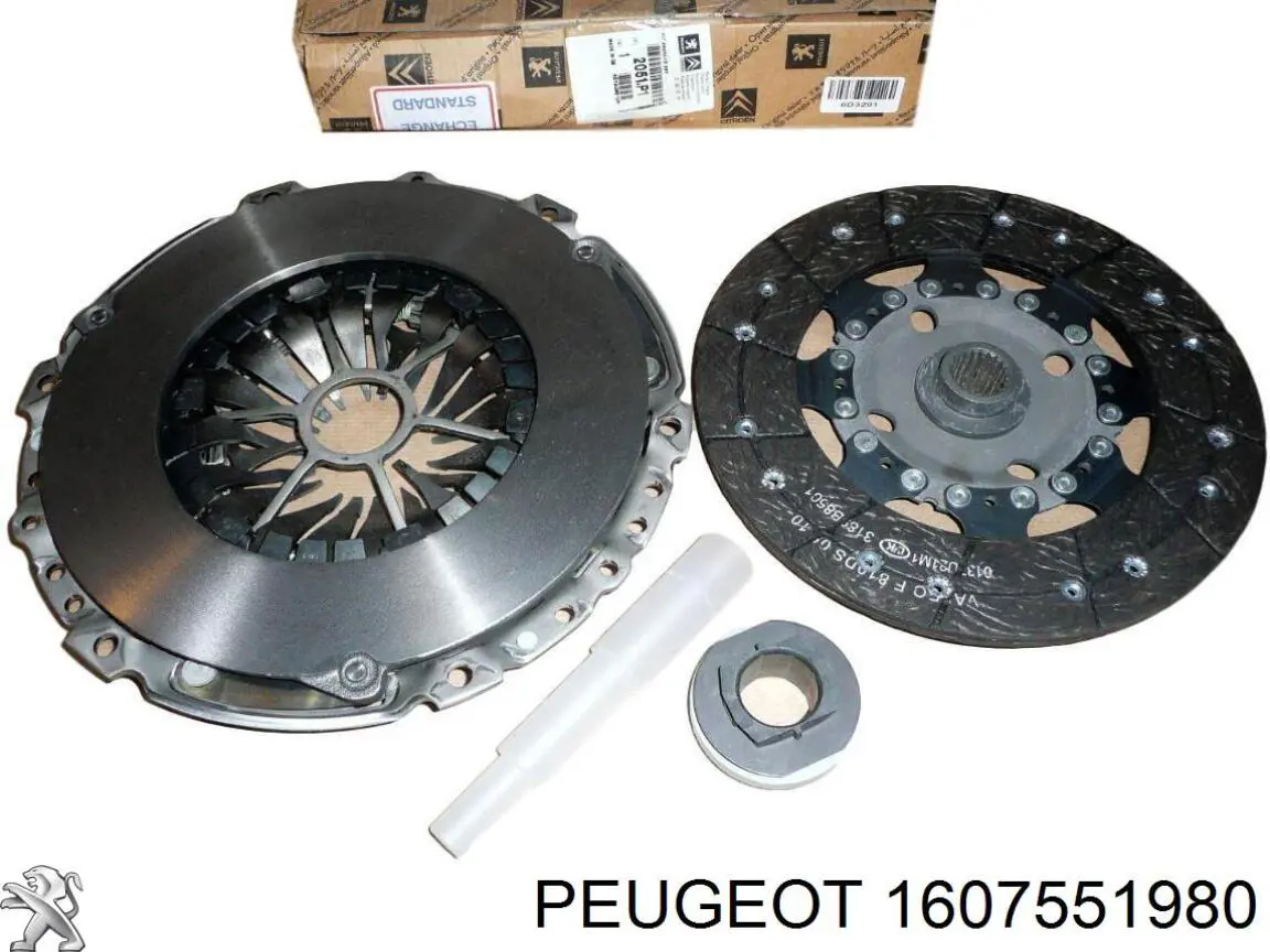 Купити 1607551980 Peugeot/Citroen Комплект зчеплення (диск, корзина, підшипник)