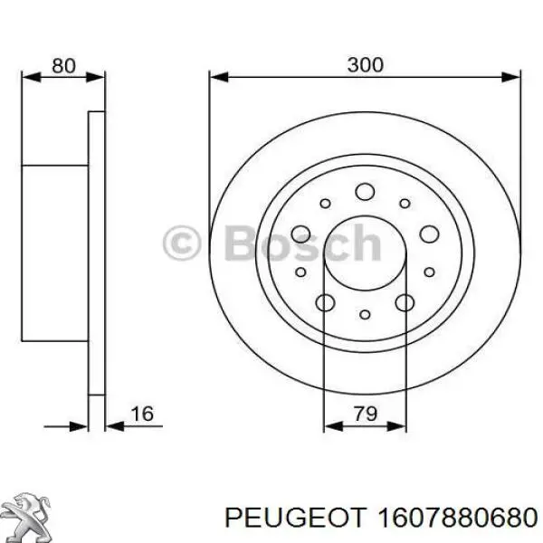 1607880680 Peugeot/Citroen диск гальмівний задній