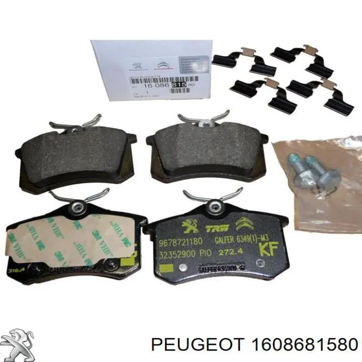 Задні гальмівні колодки 1608681580 Peugeot/Citroen