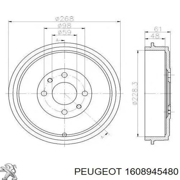 1608945480 Peugeot/Citroen барабан гальмівний задній