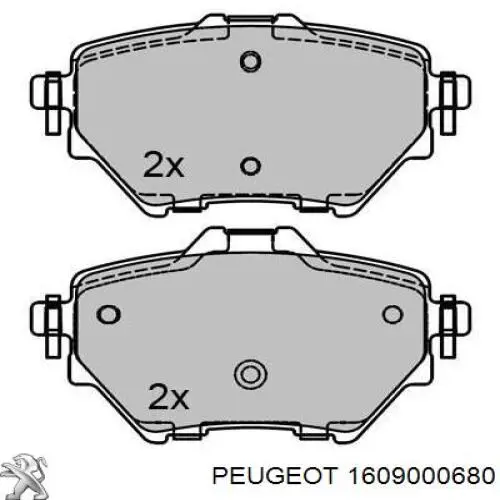 Задні дискові колодки Peugeot/Citroen 1609000680