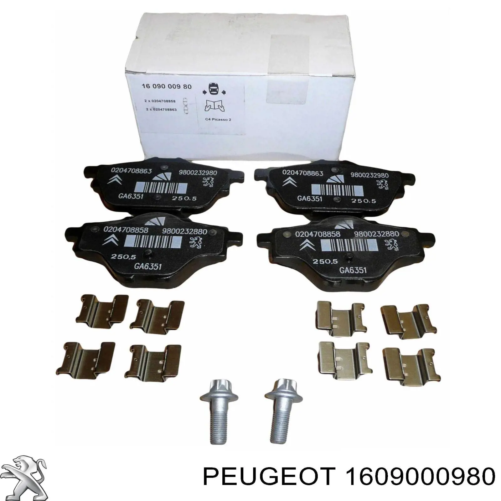 Задні гальмівні колодки 1609000980 Peugeot/Citroen