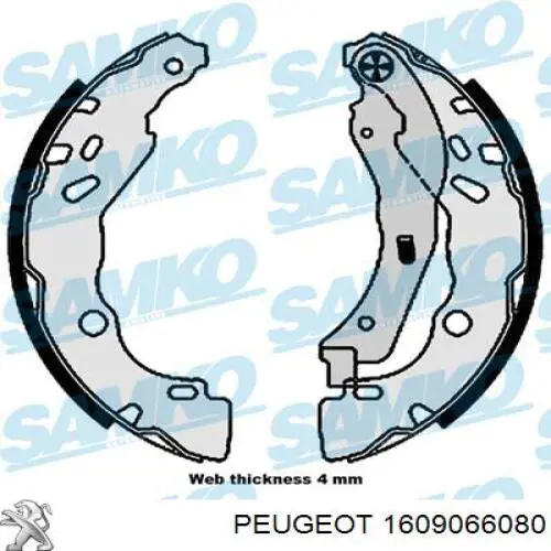 Купити 1609066080 Peugeot/Citroen Колодки гальмові задні, барабанні