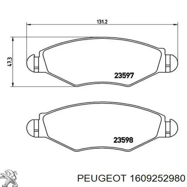 1609252980 Peugeot/Citroen колодки гальмівні передні, дискові
