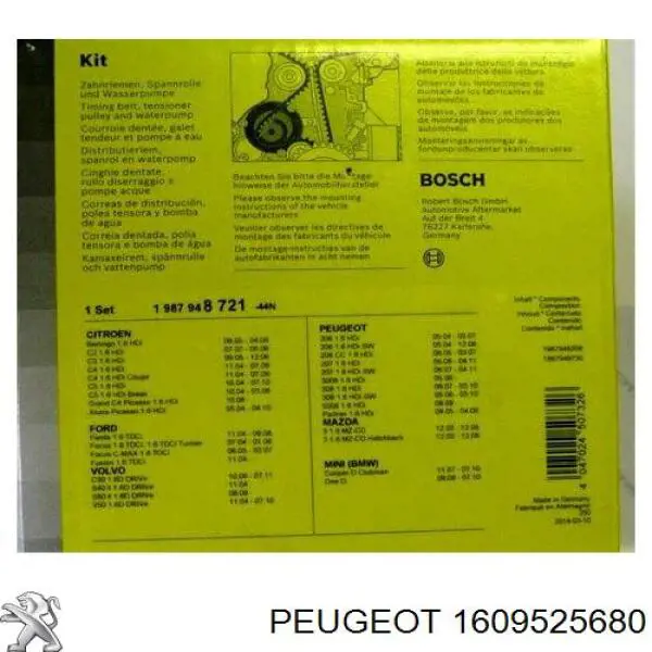 Комплект ГРМ Peugeot/Citroen 1609525680 ціна, від 109.23 USD