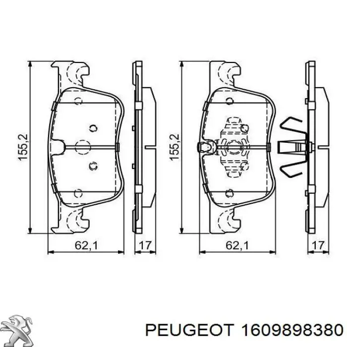 Передні тормозні колодки 1609898380 Peugeot/Citroen
