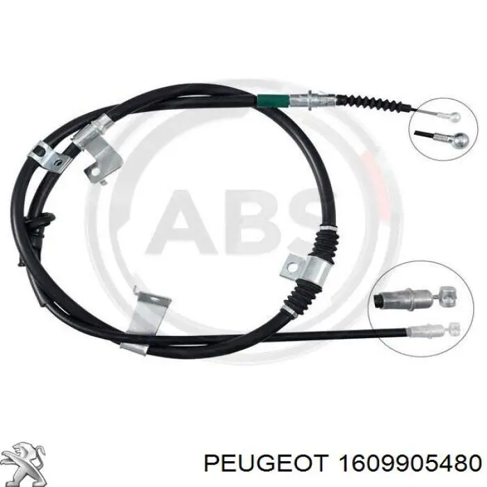 Купити 1609905480 Peugeot/Citroen Трос ручного гальма задній, правий