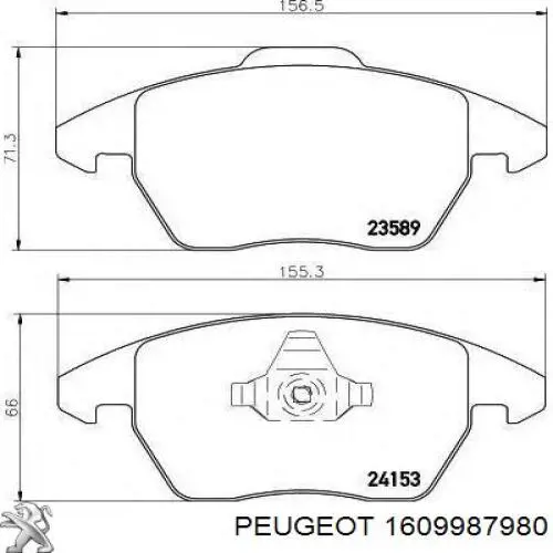 1609987980 Peugeot/Citroen колодки гальмівні передні, дискові