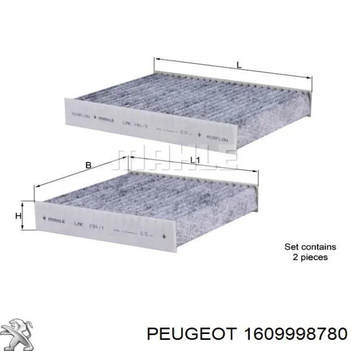 Фільтр салону 1609998780 Peugeot/Citroen