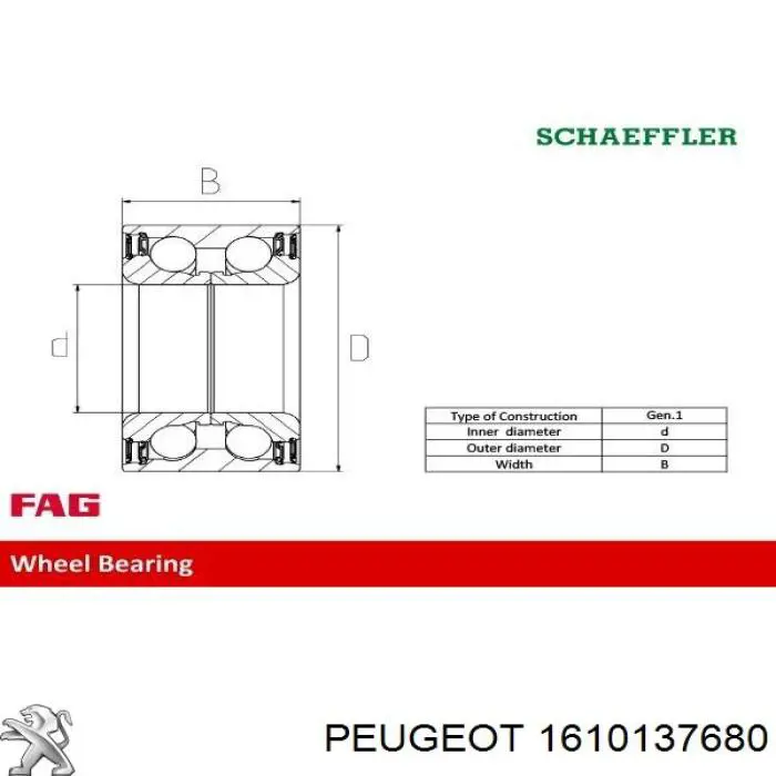 Комплект підшипник маточини передньої Peugeot/Citroen 1610137680 ціна, від 41.96 USD