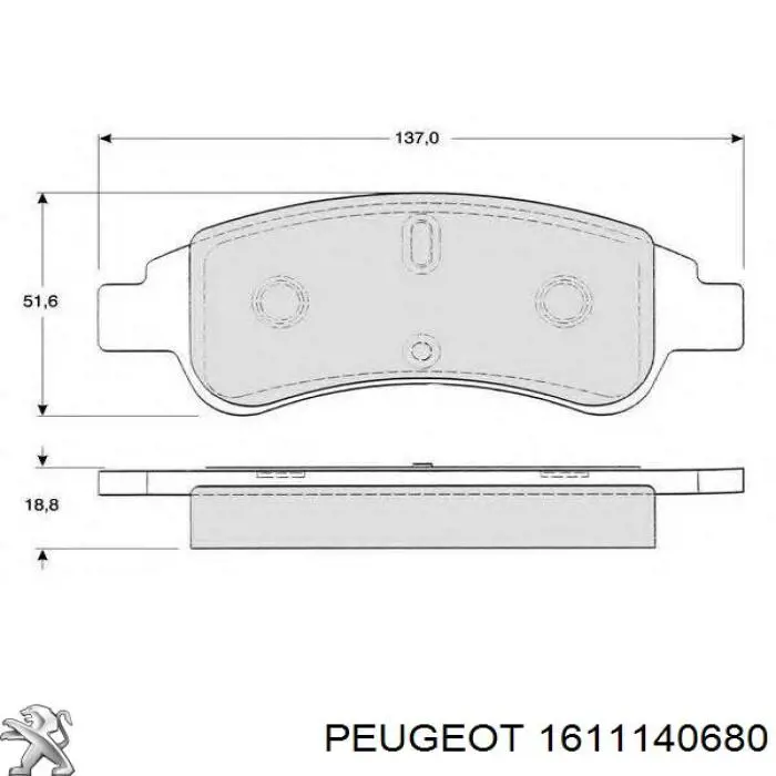 Передні тормозні колодки 1611140680 Peugeot/Citroen