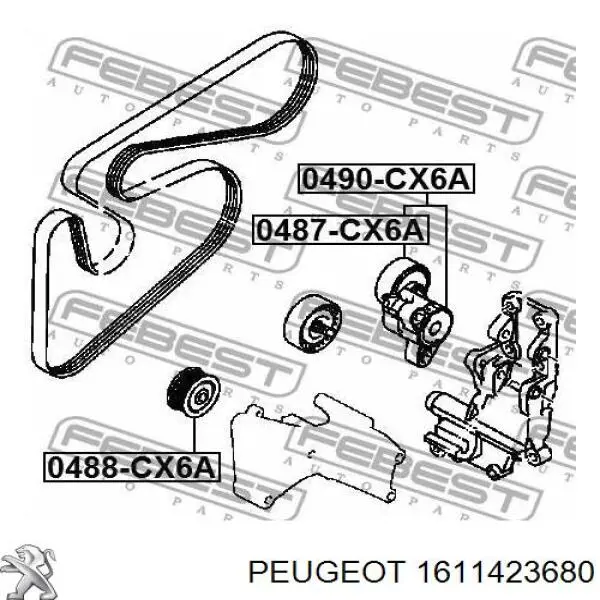 Ролик приводного ременя, паразитний Peugeot/Citroen 1611423680 ціна, від 21.45 USD