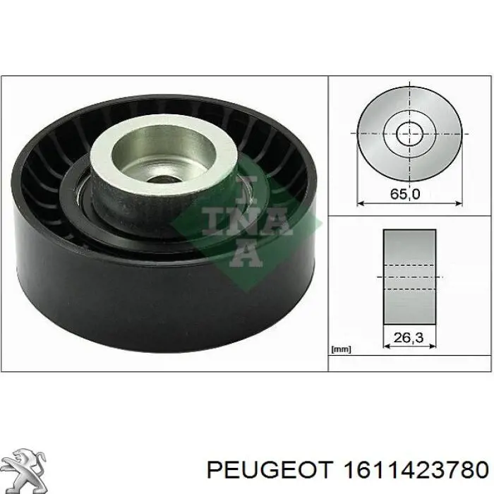 Купити 1611423780 Peugeot/Citroen Ролик приводного ременя, паразитний