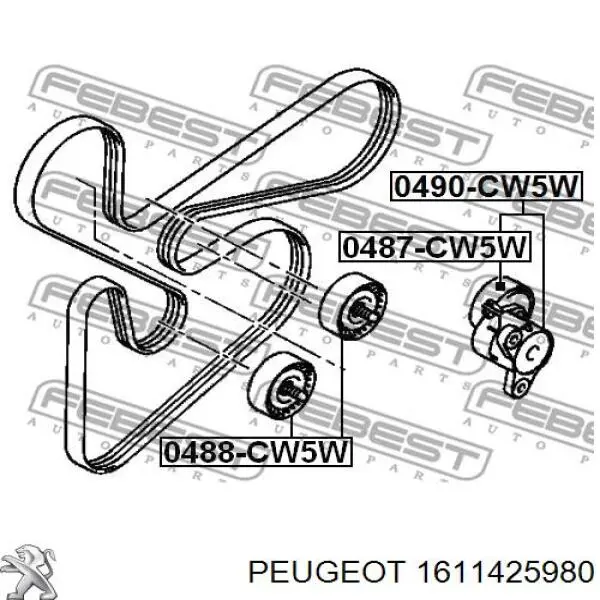 Натягувач приводного ременя Peugeot/Citroen 1611425980