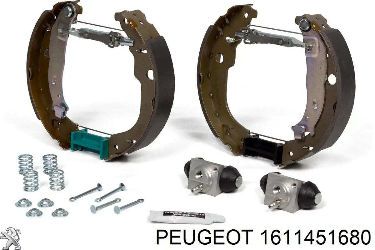 Купити 1611451680 Peugeot/Citroen Колодки гальмівні задні барабанні, в зборі з циліндруми, комплект