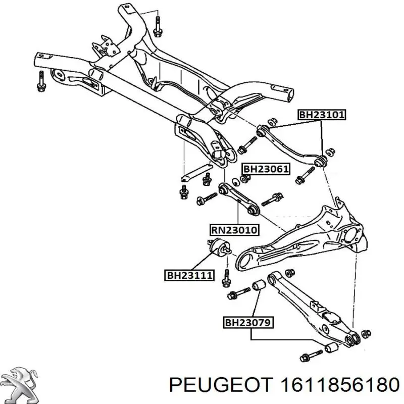 1611856180 Peugeot/Citroen сайлентблок заднього поздовжнього важеля, передній
