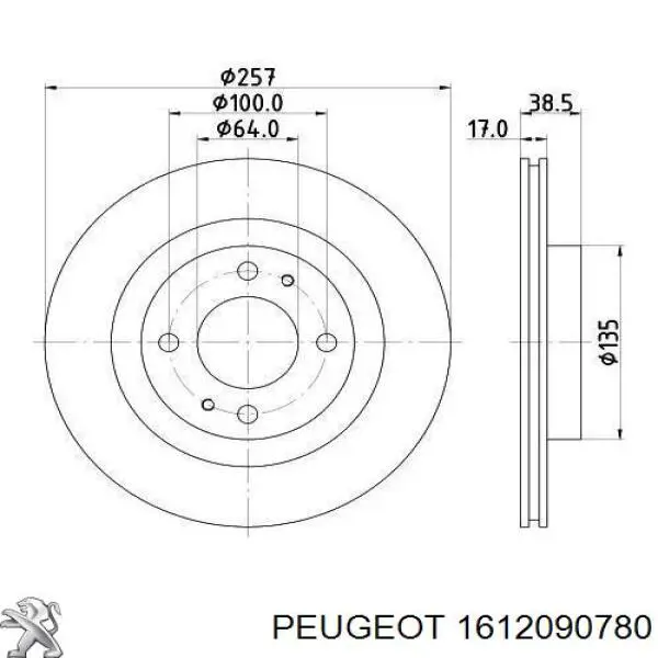 Гальмівні диски передні 1612090780 Peugeot/Citroen