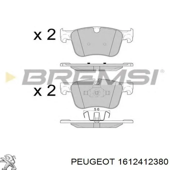 Купити 1612412380 Peugeot/Citroen Колодки гальмівні передні, дискові