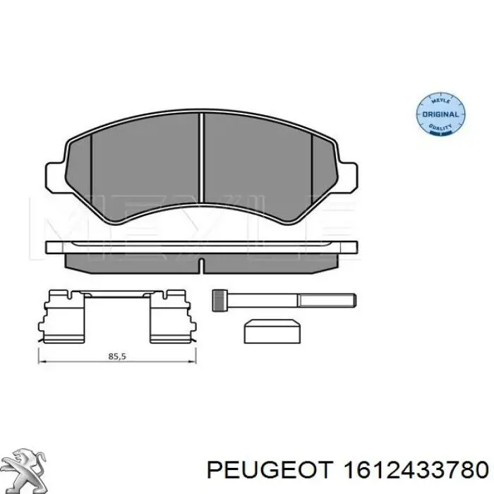 Купити 1612433780 Peugeot/Citroen Колодки гальмівні передні, дискові