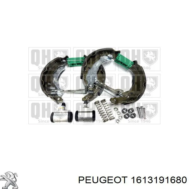 Купити 1613191680 Peugeot/Citroen Колодки гальмівні задні барабанні, в зборі з циліндруми, комплект