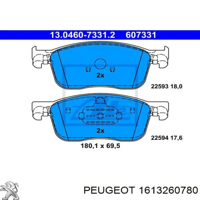 1613260780 Peugeot/Citroen Передні гальмівні колодки