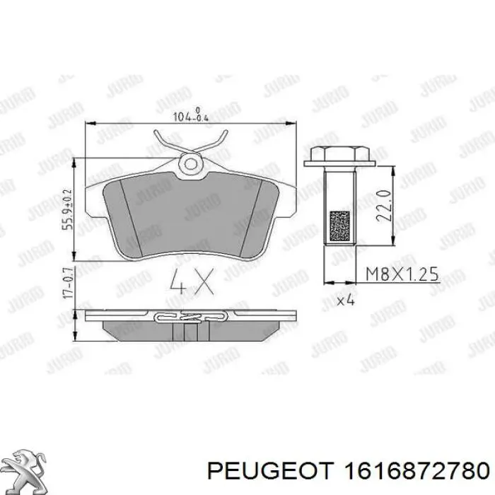 Купити 1616872780 Peugeot/Citroen Задні колодки