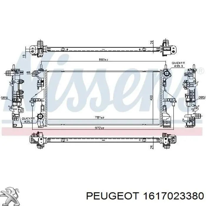Радіатор основний Peugeot/Citroen 1617023380 ціна, від 119.75 USD