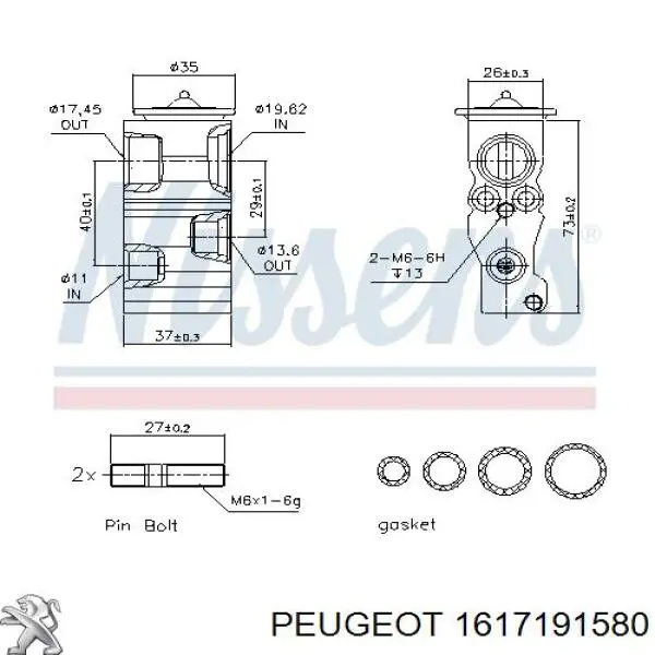 1617191580 Peugeot/Citroen Клапан TRV, кондиціонера
