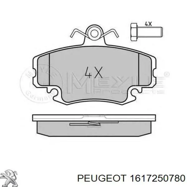 Купити 1617250780 Peugeot/Citroen Колодки гальмівні передні, дискові