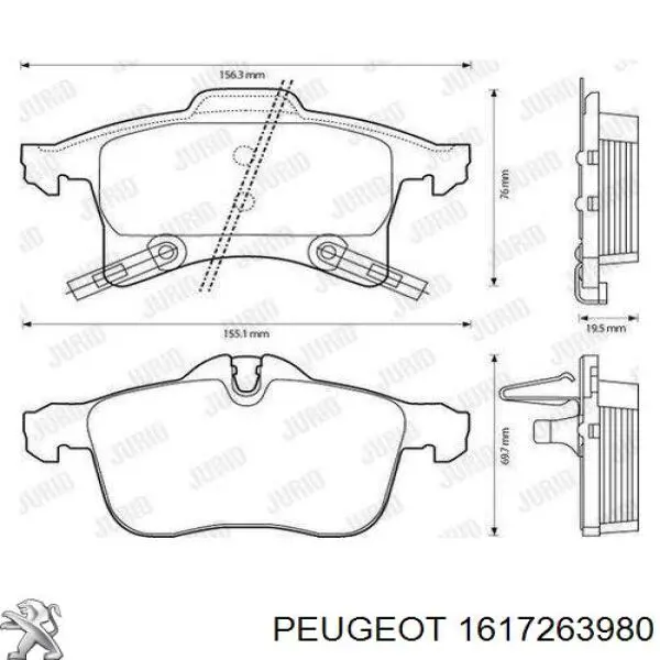 1617263980 Peugeot/Citroen колодки гальмівні передні, дискові